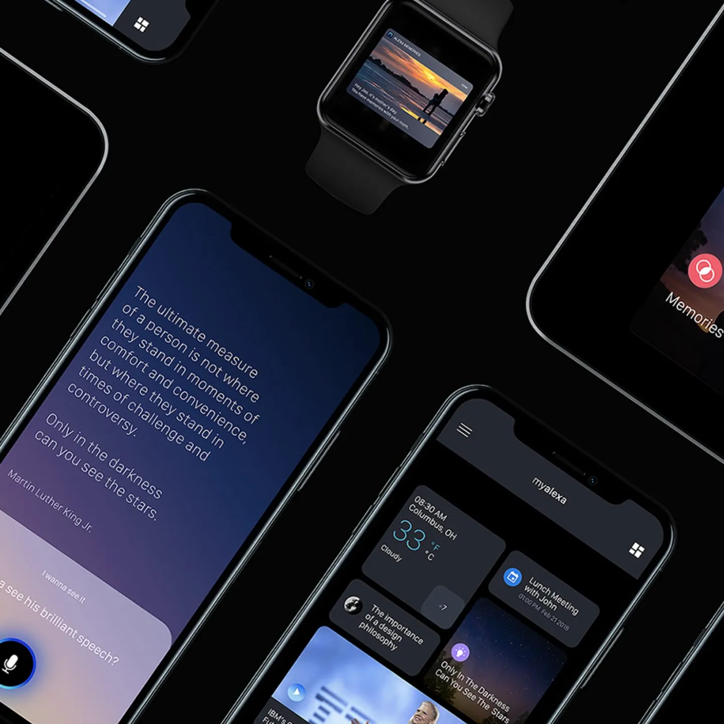 My Alexa voice assistant app screens